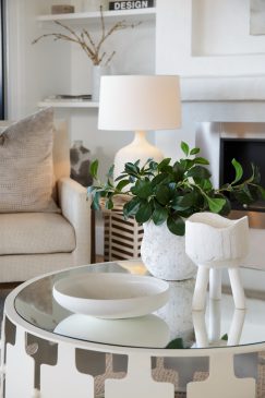 Close up of a unique coffee table in a modern living room
