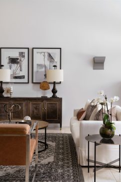 Luxury living room with cosy sofa and unique furniture