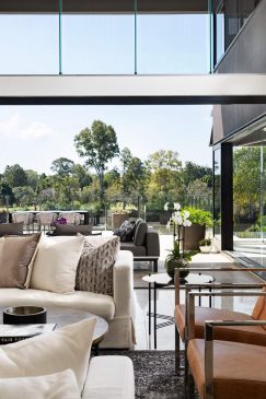 Modern living room open to the outdoors
