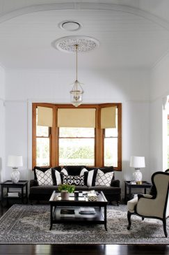 A black and white aesthetic sitting room with beautiful details