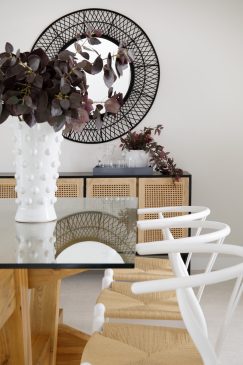 Dining table chairs and side table