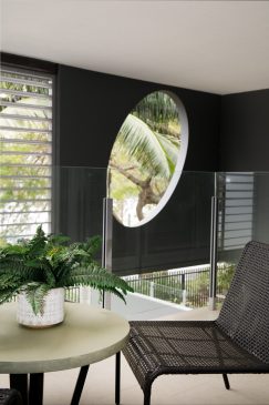 Seating area with plant pot and views to outside