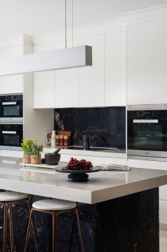 Modern home kitchen with white units